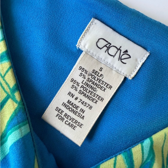 Cache Stretch Tropical Sleeveless Multicolor Sheath Dress Size S - Picture 7 of 8